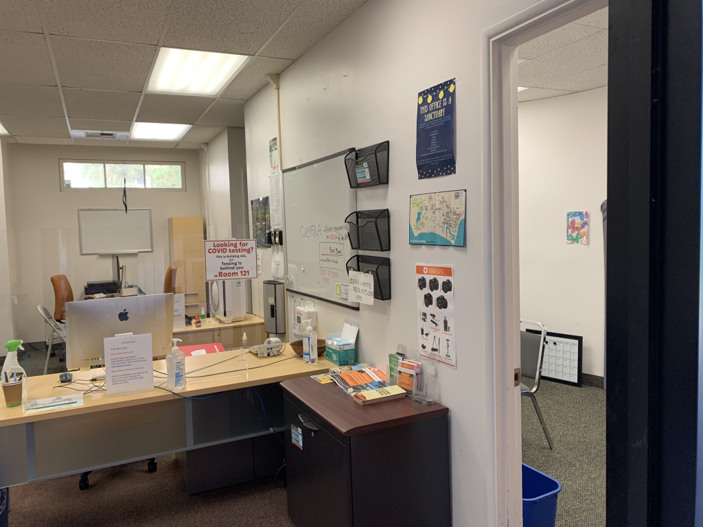 A picture of the entrance to the CODE office, which is immediately to your right as soon as you enter the Annex building through the door pictured above. 